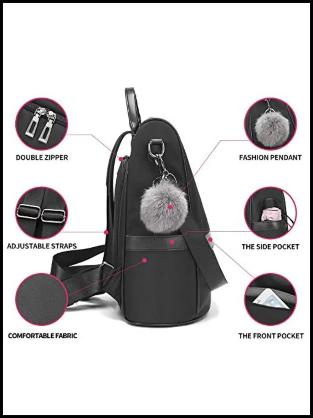 Nylon Backpack Purse Anti-theft Travel Lightweight Shoulder Bag